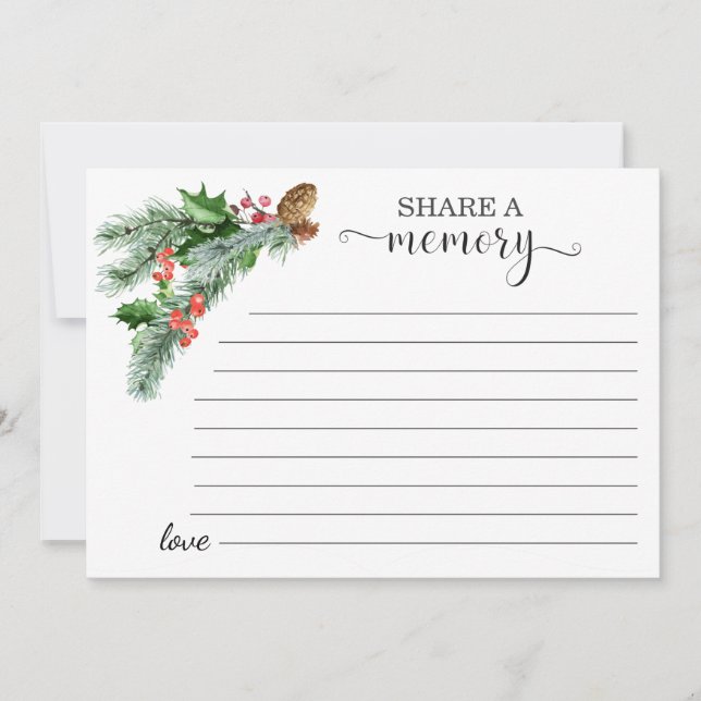 Winter Greenery Berry Share a Memory Attendance  Announcement (Front)