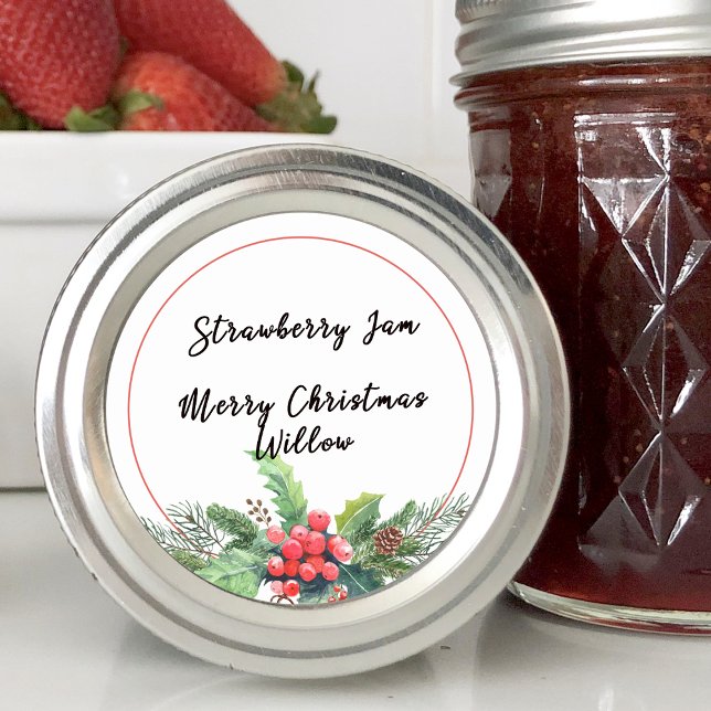 Winter Greenery Bouquet Blank Homemade Jar Canning Classic Round Sticker (Winter Greener Bouquet Blank Homemade Jar Canning Classic Round Sticker)