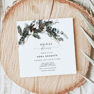 Winter Greenery Bouquet Bridal Shower Invitation