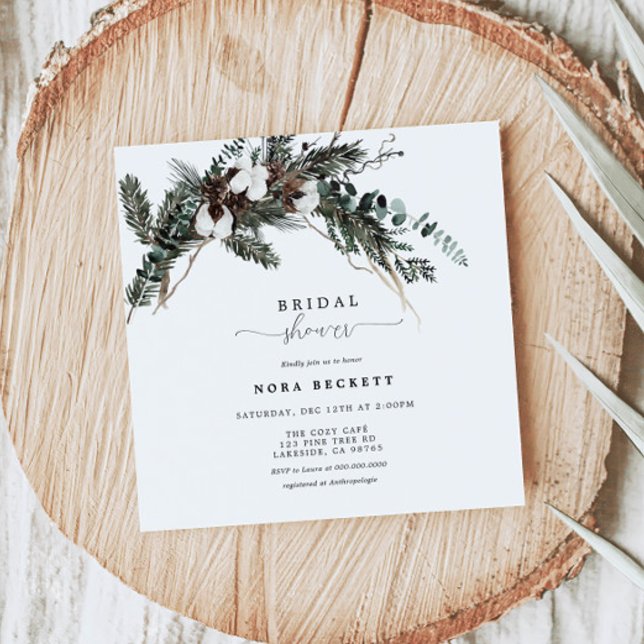 Winter Greenery Bouquet Bridal Shower Invitation (Creator Uploaded)
