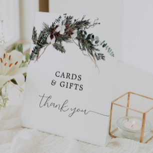 Winter Greenery Bouquet Cards and Gifts Sign