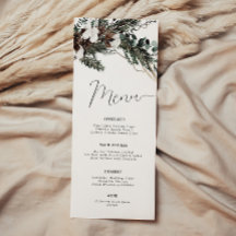 Winter Greenery Bouquet Menu Card