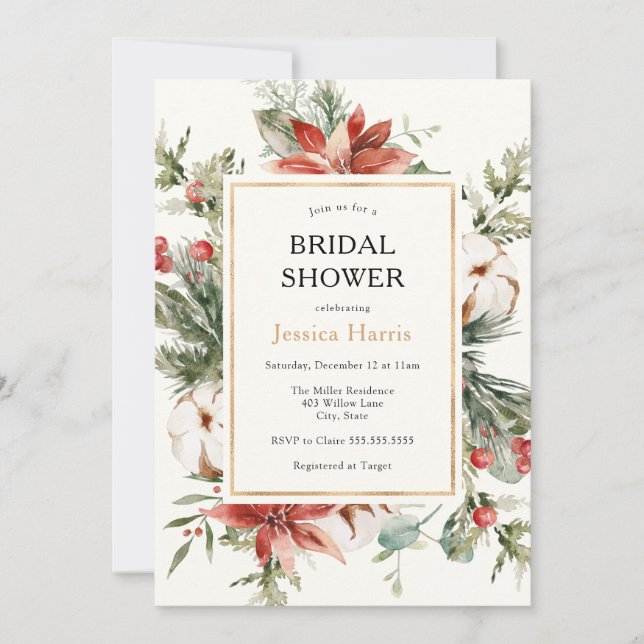 Winter Greenery Bridal Shower Invitation (Front)