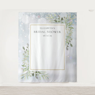 Winter Greenery Bridal Shower Photo Booth Backdrop Tapestry