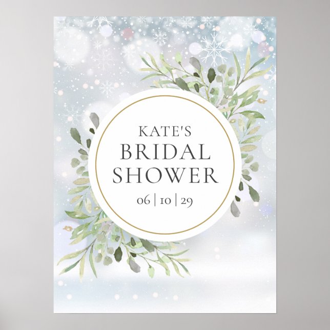 Winter Greenery Bridal Shower Welcome Sign (Front)