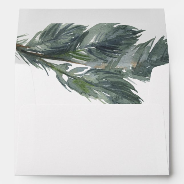 Winter Greenery Burgundy Wedding Invitation  Envelope (Back (Bottom))