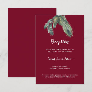 Winter Greenery Burgundy Wedding Reception Enclosure Card