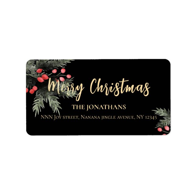 Winter Greenery Christmas  Elegant Return Address Label (Front)