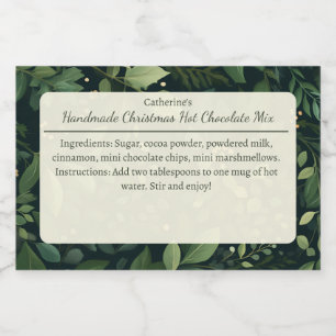 Winter Greenery Christmas Hot Chocolate Mix Food Label