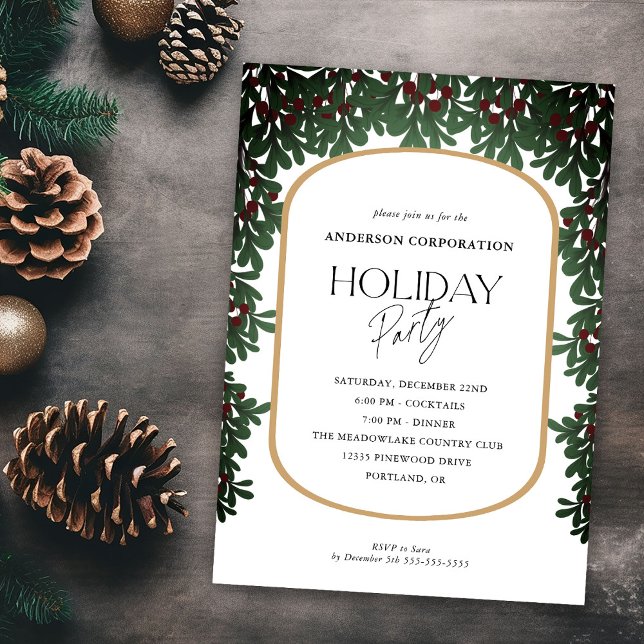 Winter Greenery Corporate Holiday Party Invitation (Creator Uploaded)