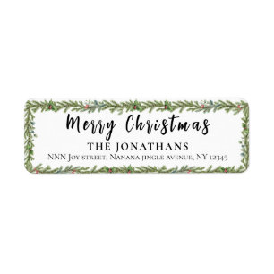 Winter Greenery Elegant Christmas Return Address