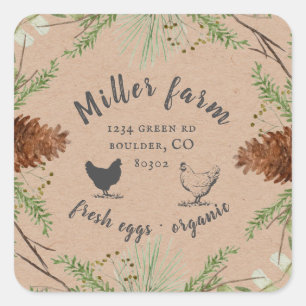 winter greenery elegant farmhouse egg carton square sticker