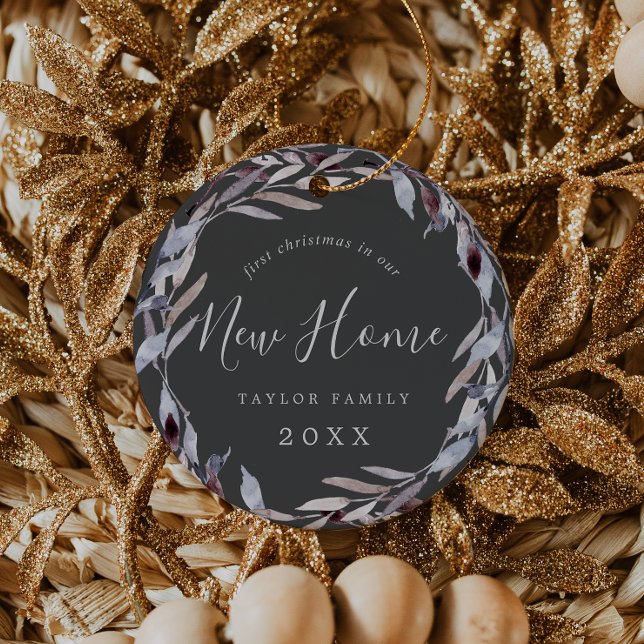 Winter Greenery First Christmas New Home Photo Ceramic Tree Decoration (Creator Uploaded)