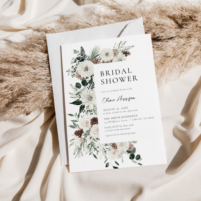 Winter Greenery Floral Bridal Shower Invitation (Creator Uploaded)