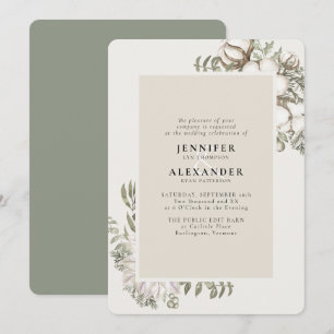 Winter Greenery Floral Green Moss Wedding Invitation