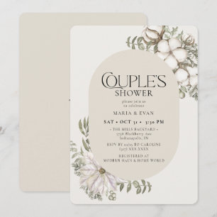 Winter Greenery Floral Oval Couple's Shower Invitation