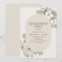 Winter Greenery Floral Oval Ivory Engagement Party
