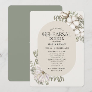 Winter Greenery Floral Oval Rehearsal Dinner Invitation