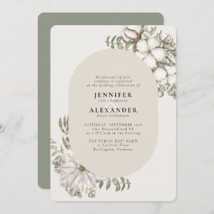 Winter Greenery Floral Oval RSVP QR Code Wedding Invitation