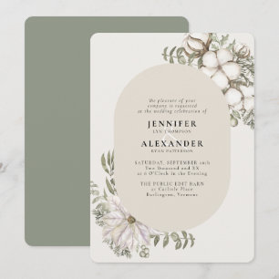 Winter Greenery Floral Oval Wedding Invitation