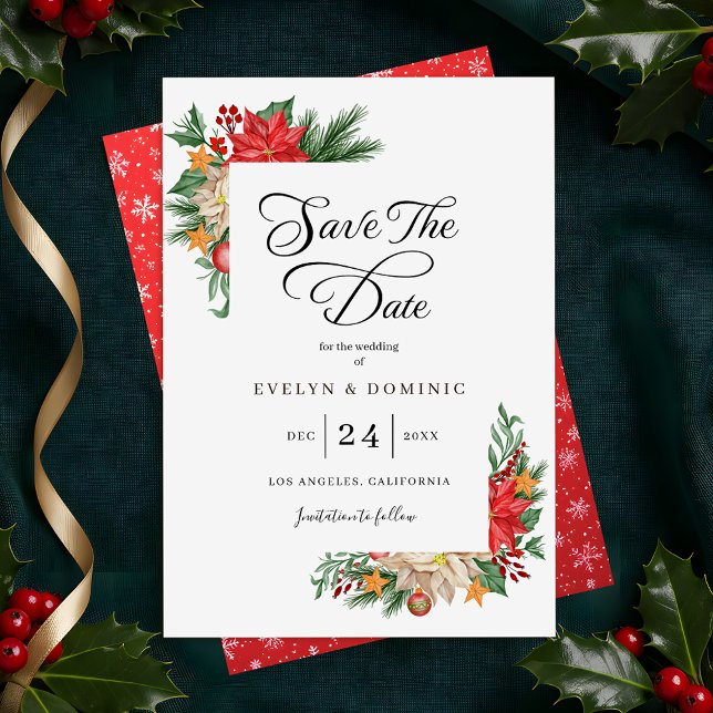Winter Greenery Foliage Christmas Holiday Wedding Save The Date (Creator Uploaded)