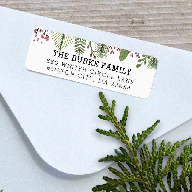 Winter Greenery Foliage Return Address (Winter Greenery Foliage Return Address Label)