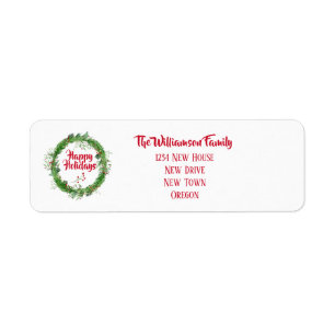 Winter Greenery  Happy Holidays Return Address
