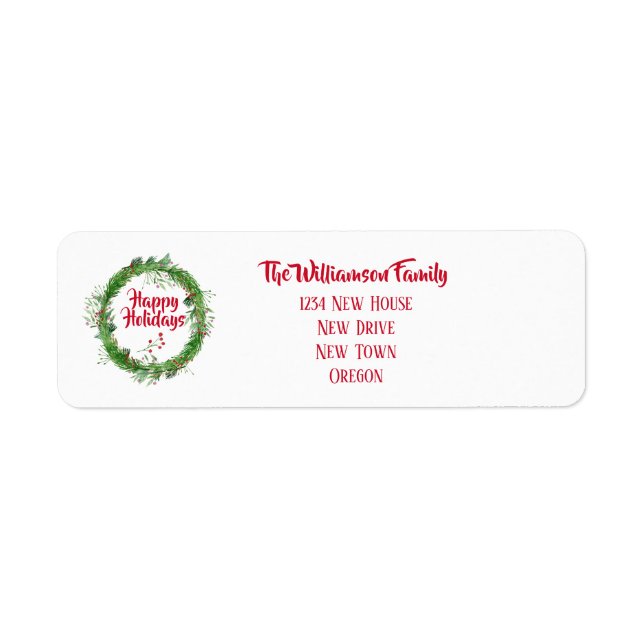 Winter Greenery  Happy Holidays Return Address (Front)
