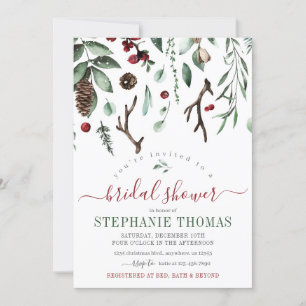 Winter Greenery Holiday Bridal Shower Invitation