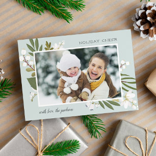 Winter Greenery   Holiday Cheer Photo Card