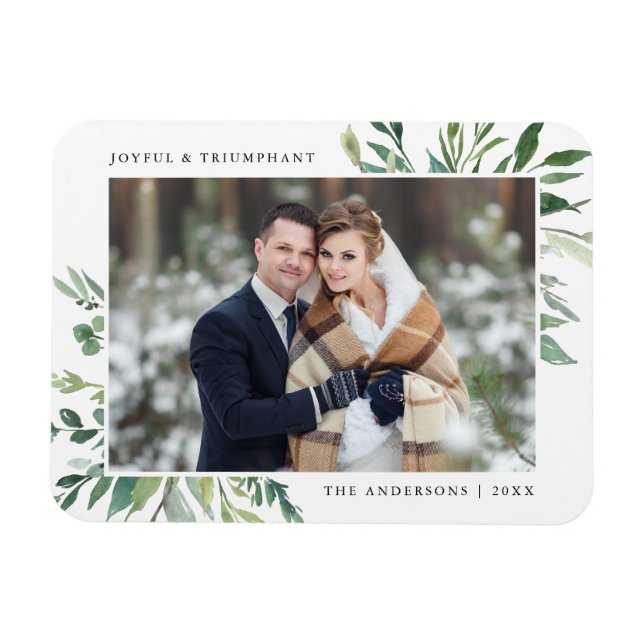 Winter Greenery | Holiday Photo Magnet (Horizontal)