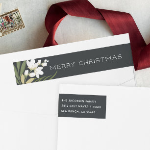 Winter Greenery Holiday Return Address Wrap Around Label