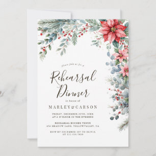 Winter Greenery Holiday Wedding Rehearsal Dinner Invitation