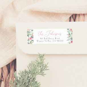 Winter Greenery Holly & Pine Script Family Name