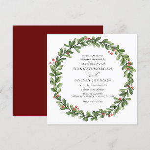 Winter Greenery Holly Wedding Invitation