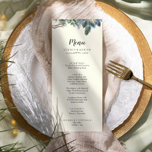 Winter Greenery Ivory Wedding Dinner Menu