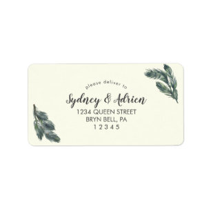 Winter Greenery   Ivory Wedding RSVP Address  Label