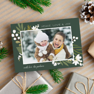 Winter Greenery Love & Joy Photo Holiday Card