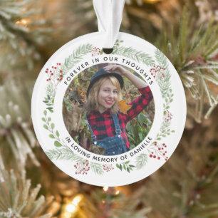 Winter greenery Memorial Photo ornament