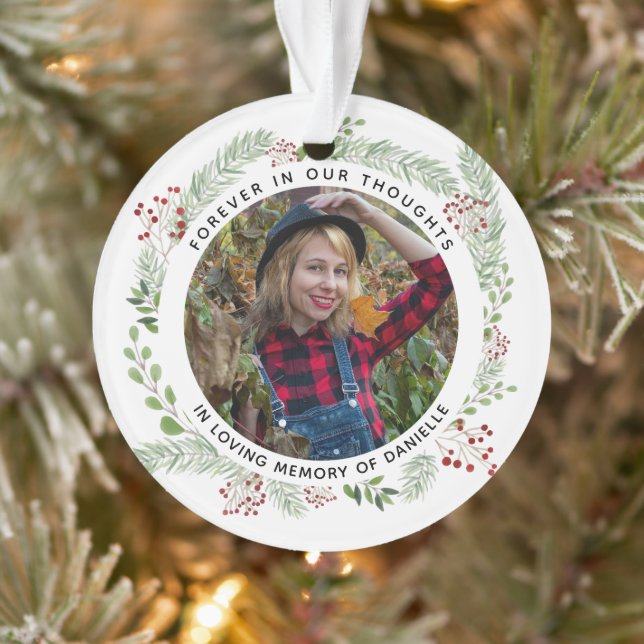 Winter greenery Memorial Photo ornament (Tree)