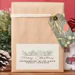 Winter Greenery Merry Christmas Handmade Rectangular Sticker<br><div class="desc">Rustic Winter greenery with script Merry Christmas and modern handmade with love personalise sticker.</div>