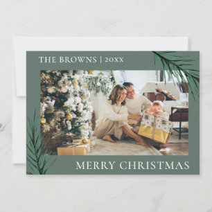 winter greenery mistletoe merriest photo christmas holiday card
