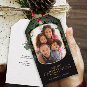 Winter Greenery Mistletoe Rounded Photo Christmas Gift Tags