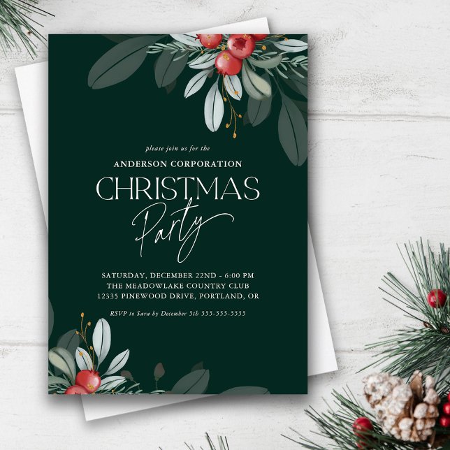 Winter Greenery Office Christmas Party Invitation (Creator Uploaded)