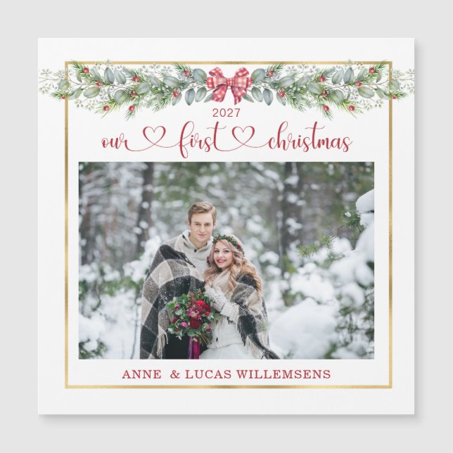 Winter Greenery Our 1st Christmas Wedding Photo (Front)