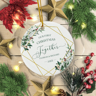Winter Greenery Our First Christmas Together Ceramic Tree Decoration