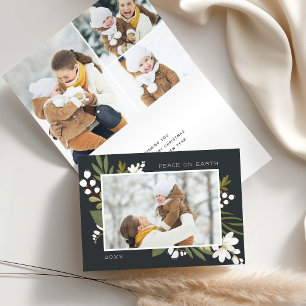 Winter Greenery   Photo Folded Holiday Card