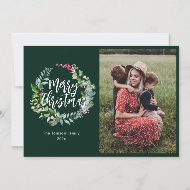 winter greenery photo holiday card (Front)