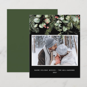 Winter Greenery   Photo Photo Budget Holiday Card 