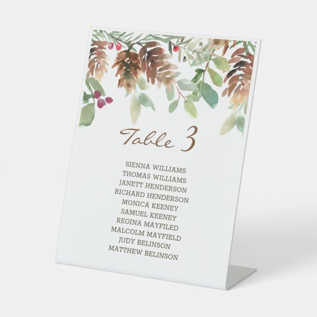 Winter Greenery Pine  and Holly Pedestal Sign (Front)